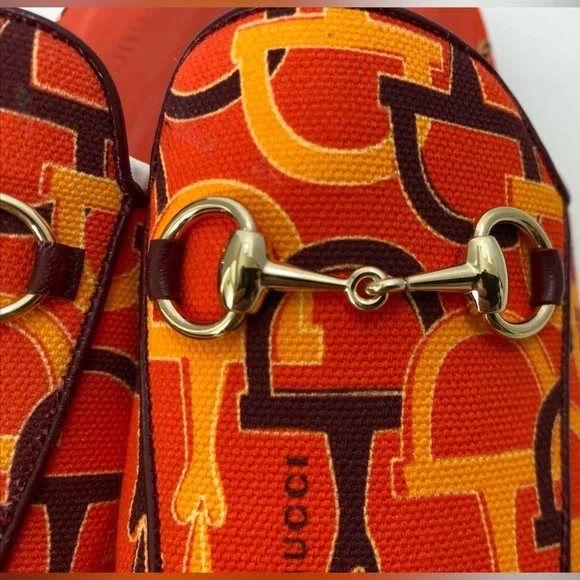 Gucci WOMEN’S ORANGE-RED PRINCETOWN HORSEBIT MULES Shoes EUR 36.5 US 6-6.5 NIB - Picture 5 of 14